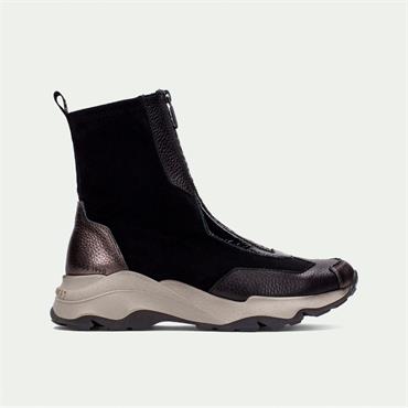 Hispanitas Nepal Front Zip Sporty Boot - Black Combi